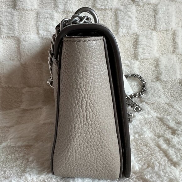 NWT! Tory Burch Britten Adjustable Shoulder Bag Pebble Leather Grey Silver 67292 - Picture 3 of 11